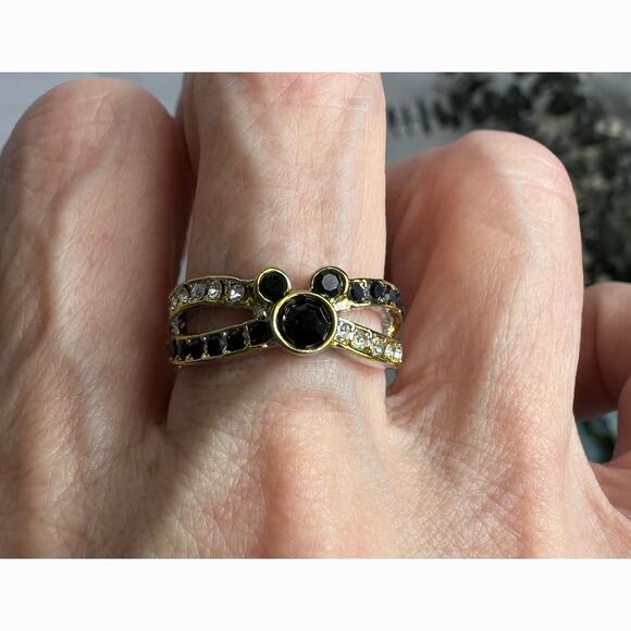 Mouse Shaped Black Onyx Syn Cubic ZIrconia RIbbons of Crystals Size 9 - Picture 5 of 14